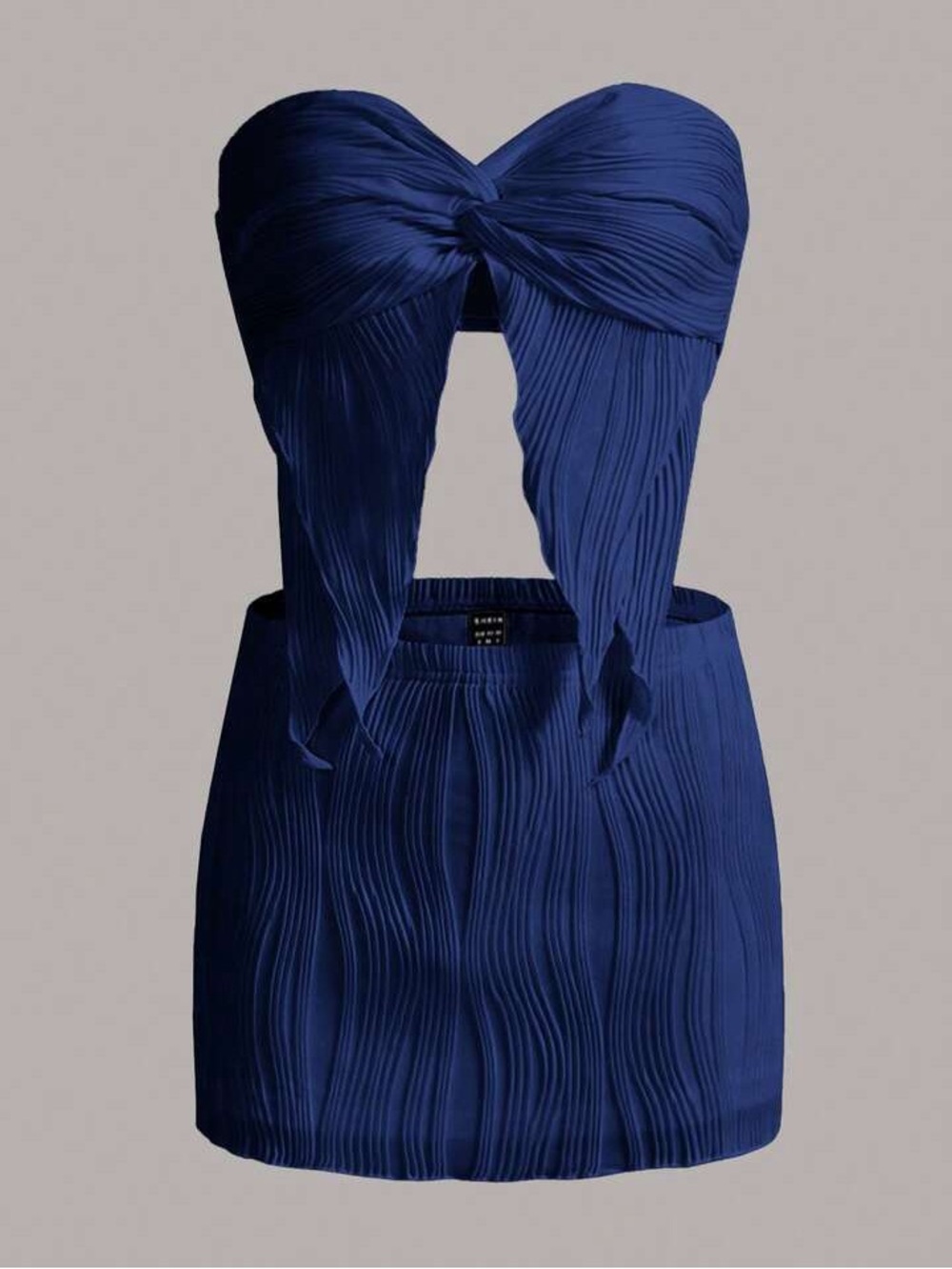 SHEIN Navy Pleated Strapless Bandeau Top